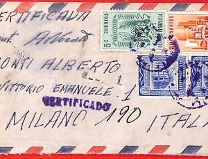 aa3700 - VENEZUELA - POSTAL HISTORY -  REGISTERED  COVER to ITALY  1953