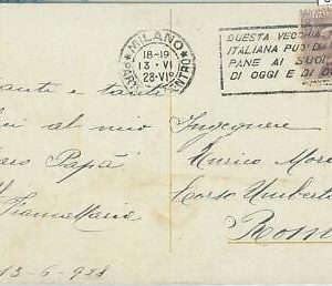 67588 - ITALY - Postal History - POSTMARK Gastronomy BREAD 1928 COLOMBO postcard