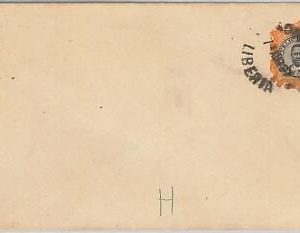 59213 -   LIBERIA  - POSTAL HISTORY:  STATIONERY COVER Higgings & Gage # 6 1897
