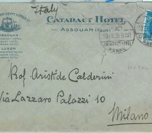 86434 - EGYPT - POSTAL HISTORY - ADVERTISING HOTEL Postmark COVER to ITALY 1925