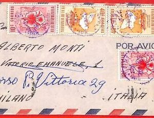 aa3702 - VENEZUELA - POSTAL HISTORY -  AIRMAIL  COVER to ITALY  1950's ORCHIDS
