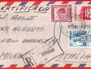 aa3699 - VENEZUELA - POSTAL HISTORY -  REGISTERED  COVER to ITALY  1953