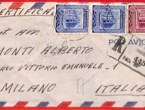 aa3697 - VENEZUELA - POSTAL HISTORY -  REGISTERED  COVER to ITALY  1953