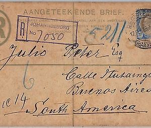 40097 - SOUTH AFRICA  -  POSTAL HISTORY -  STATIONERY COVER to ARGENTINA 1903