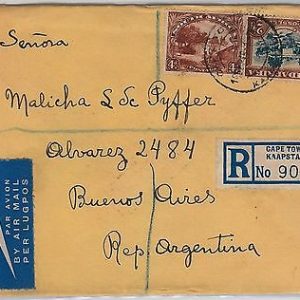 39984  - SOUTH AFRICA  -  POSTAL HISTORY - Registered COVER to ARGENTINA 1948