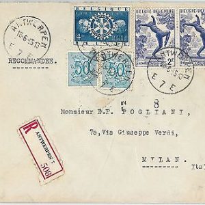 59834 -  BELGIUM - POSTAL HISTORY:  REGISTERED COVER to ITALY  1955 -  ROTARY