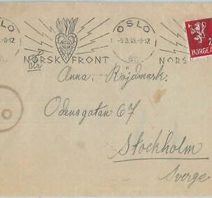 75334 - NORWAY - Postal History -  NORSK FRONT postmark on CENSORED COVER   1945