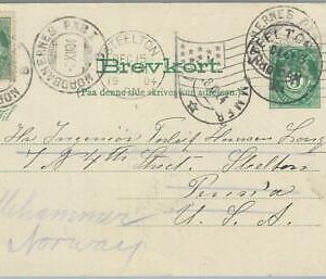75331 - NORWAY - Postal History - STATIONERY CARD with TRAIN  POSTMARK 1904