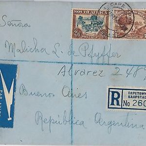 40013  -  SOUTH AFRICA  -  POSTAL HISTORY - Registered COVER to ARGENTINA 1949