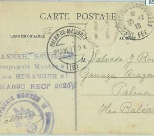 85329 - MOROCCO - Postal History - Postcard from LEGION ETRANGERE to SPAIN 1916