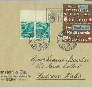 85361 - SWITZERLAND -  POSTAL HISTORY -  TETE-BECHE pair on COVER to ITALY  1942