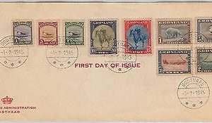 49370  GREENLAND -  POSTAL HISTORY: FDC COVER 1945 Scott # 10/18   Birds  Bears