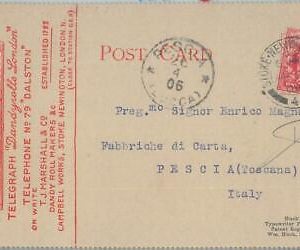 77751 - GB    Postal History - Perfin stamp on ADVERTISING POSTCARD  1906