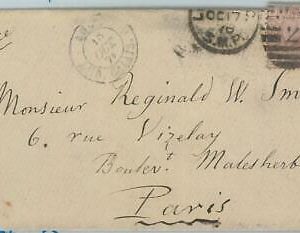 77646 - GB - Postal History - SG # 141 plate 4 on COVER to FRANCE  1876