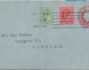 77748 - GB - Postal History - Private Print STATIONERY COVER 1908 to GERMANY