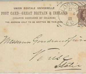 77648 - GB - Postal History - ROUND SQUARE London mark on STATIONERY CARD 1885