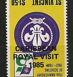 56824 - ST. VINCENT - STAMPS: MNH Stamp with inverted postmark BOY SCOUT Royalty