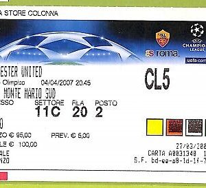 C1458- Vecchio BIGLIETTO PARTITA CALCIO 2007 ROMA VS MANCHESTER UNITED
