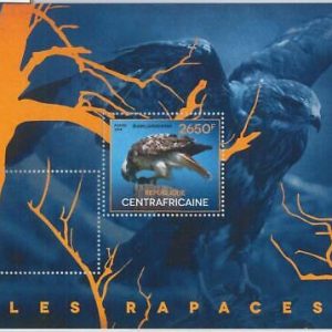 879 - CENTRAL AFRICAN - ERROR - MISSPERF sheet  2014  BIRDS of PREY - HAWK