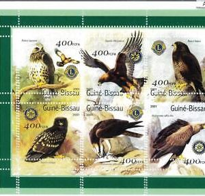 A0787 - GUINEA-BISSAU - ERROR  MISSPERF SHEET -  BIRDS of Prey  LYONS Clubs 2001