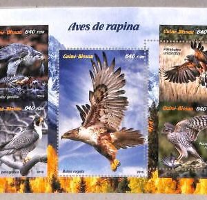 A1827 - GUINEA BISSAU, ERROR: MISSPERF, MINIATURE SHEET - 2019, Birds of prey