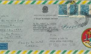 83769  - BRAZIL - POSTAL HISTORY -  COVER flown by BRAZILIAN Fighter Plane 1953