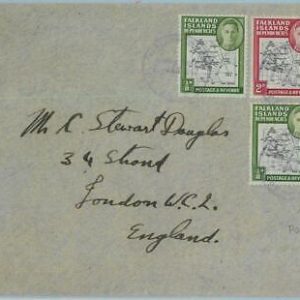 BK0993 - FALKLAND - Postal History - SG # 61c on COVER -  Error POKE - POLE 1947