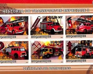 A1168 Mozambique- ERROR IMPERF 2009 Cars Fire track  Автомобили пожарная