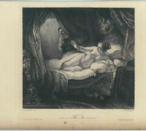 84974 - FRANCE - VINTAGE Engraving: Rembrandt - MYTHOLOGY  Danaë 1870s