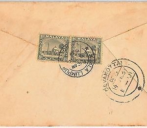 41486  MALAYA PERAK -  POSTAL HISTORY - REGISTERED COVER from KUALA LUMPUR