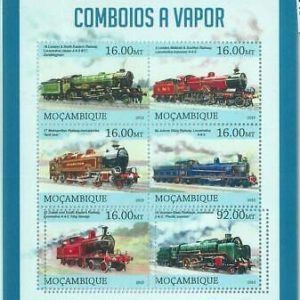M1487 - MOZAMBIQUE - ERROR, 2013 MISSPERF SHEET: Steam Locomotives, Trains