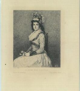 84967 - FRANCE - VINTAGE Engraving: Goya YOUNG GIRL WITH ROSE  1870'S