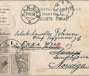 PORTUGAL  -  POSTAL HISTORY : POSTCARD to NORWAY 1904