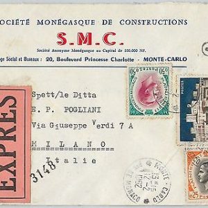 58178 -  MONACO  - POSTAL HISTORY: EXPRESS COVER to ITALY - 1962