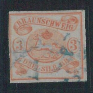 78069 - GERMANY Braunshweig - STAMP: Michel  # 3  Very fine  USED blue postmark