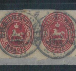 78076 - GERMANY Braunshweig  - STAMP: Michel  #  18 pair  fine  USED on cut-out