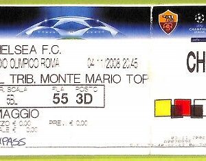C1473- Vecchio BIGLIETTO PARTITA CALCIO 2008 ROMA VS CHELSEA F.C.