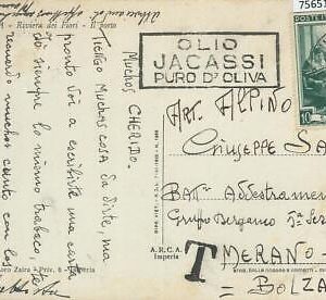 75651 - ITALY - POSTAL HISTORY - ADVERTISING postmark on CARD - OLIVE OIL  1951