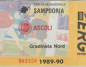 C0058  - Vecchio  BIGLIETTO PARTITA CALCIO - 1989 / 1990 : SAMPDORIA - ASCOLI