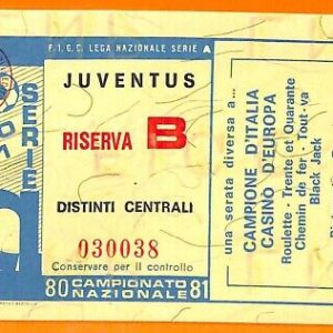 C0650 - Vecchio BIGLIETTO PARTITA CALCIO - JUVENTUS