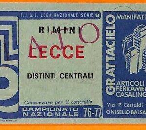 C0662 - Vecchio BIGLIETTO PARTITA CALCIO - RIMINI VS LECCE