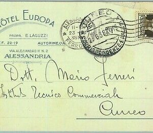 95989 - CARTOLINA d'Epoca - ALESSANDRIA citta' - PUBBLICITARIA Hotel Europa 1938
