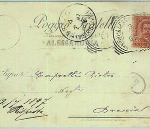 95991 - CARTOLINA d'Epoca - ALESSANDRIA citta' - PUBBLICITARIA Merceria  1897
