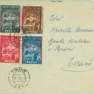 86708 - ALBANIA - Postal History - OVERPRINTED stamps on cover 145 -  RED CROSS