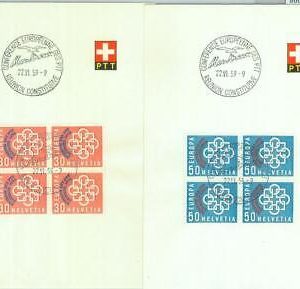 86658 - SWITZERLAND - POSTAL HISTORY - Blocks of 4 on FDC Cards 1959 EUROPA CEPT