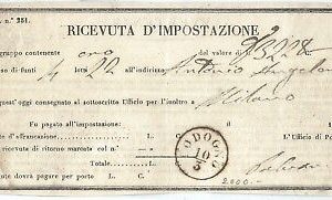 72883 - REGNO - STORIA POSTALE : RICEVUTA D'IMPOSTAZIONE da CODOGNO  1859