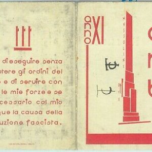 87145 - vintage document  TESSERA D'EPOCA - ONB Opera Nazionale Balilla  1933