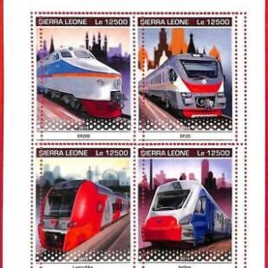 A4849 - SIERRA LEONE - ERROR MISPERF, Miniatura hoja: 2019, Russian Trains