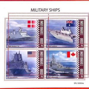 A4862 - SIERRA LEONE - ERROR MISPERF Miniatura hoja: 2019 Buques Militares,...