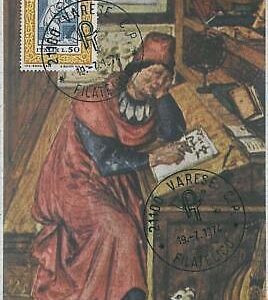 37275  - ITALY - MAXIMUM CARD : LITTERATURE: Petrarca - DOG - 1974
